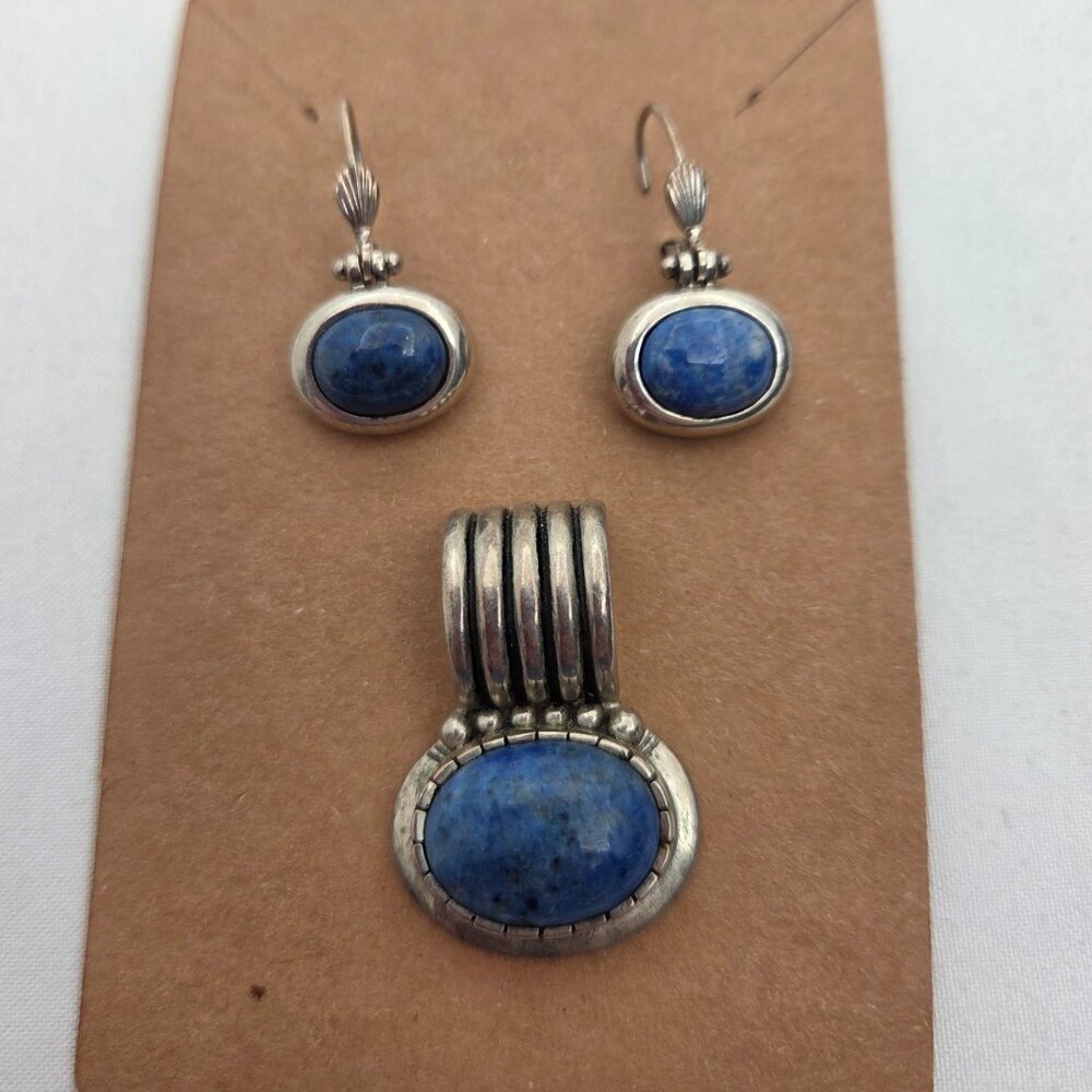 Artisanal Sterling Silver & Lapis Lazuli Vintage Cabochon Set